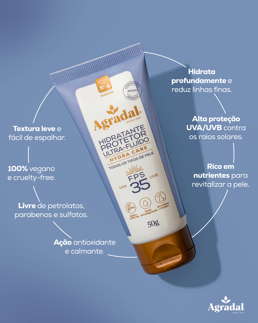 Hidratante Protetor FPS 35 Ultra-Fluido Hydra Care 50g