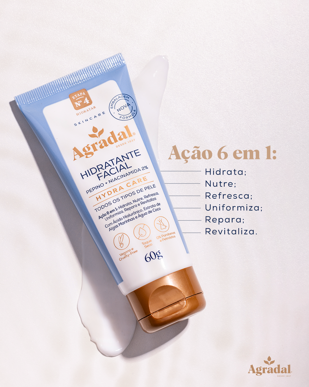 Hidratante Facial Pepino + Niacinamida 2% Hydra Care Agradal 60g